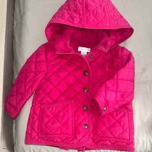 Ralph Lauren Bright Pink Quilted Hooded Puffer Coat